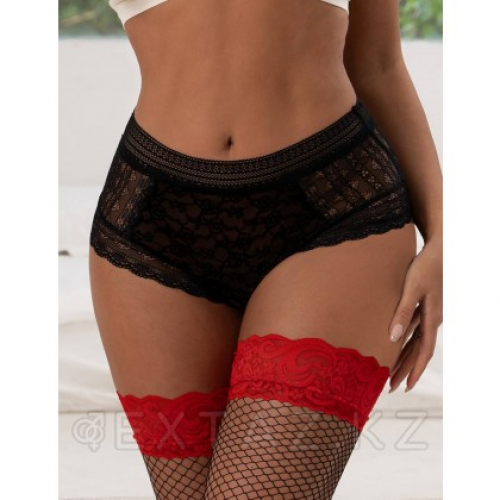 Трусики бразилиана Floral Lace черные (размер XS-S) в Казахстане, интернет-аптека Aurma.kz