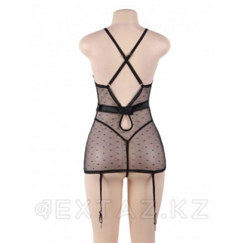 Сексуальное черное белье с подвязками и стрингами (размер 3XL-4XL)  в Казахстане, интернет-аптека Aurma.kz