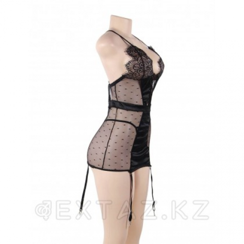 Сексуальное черное белье с подвязками и стрингами (размер 3XL-4XL)  в Казахстане, интернет-аптека Aurma.kz