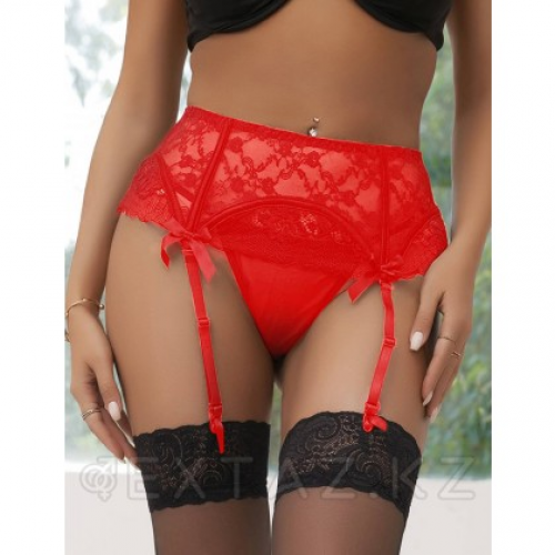 Кружевной пояс для чулок + стринги красные Sexy Lace (размер XL-2XL) в Казахстане, интернет-аптека Aurma.kz