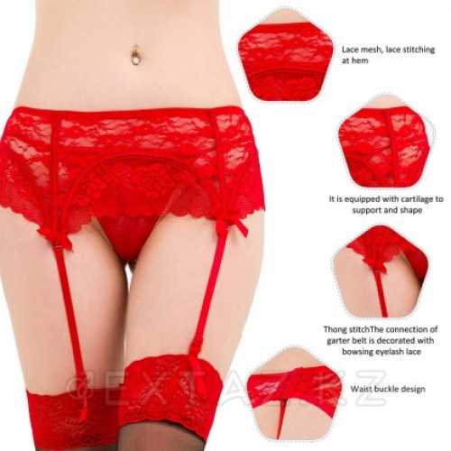 Кружевной пояс для чулок + стринги красные Sexy Lace (размер XS-S) в Казахстане, интернет-аптека Aurma.kz
