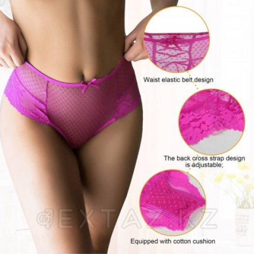 Трусики на высокой посадке Lace Strappy розовые (размер XS-S)  в Казахстане, интернет-аптека Aurma.kz