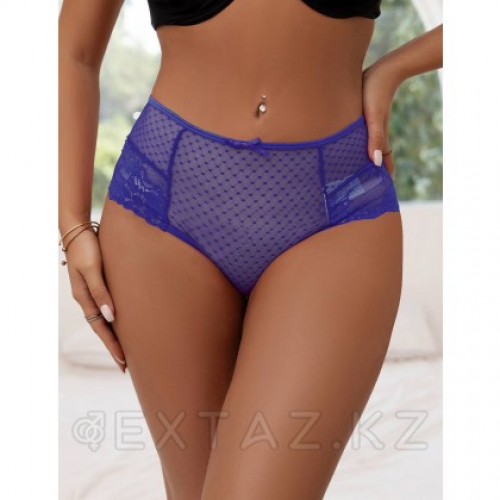 Трусики на высокой посадке Lace Strappy синие (размер XL-2XL)  в Казахстане, интернет-аптека Aurma.kz