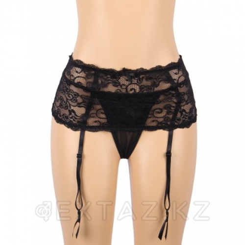 Пояс на высокой посадке с ремешками для чулок Floral Lace черные (размер M-L)  в Казахстане, интернет-аптека Aurma.kz