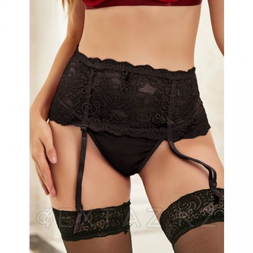 Пояс на высокой посадке с ремешками для чулок Floral Lace черные (размер XL-2XL)  в Казахстане, интернет-аптека Aurma.kz