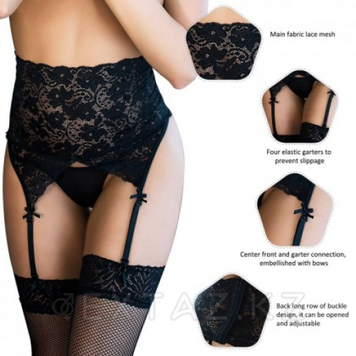 Пояс на высокой посадке с ремешками для чулок Sexy Lace черные (размер M-L)  в Казахстане, интернет-аптека Aurma.kz