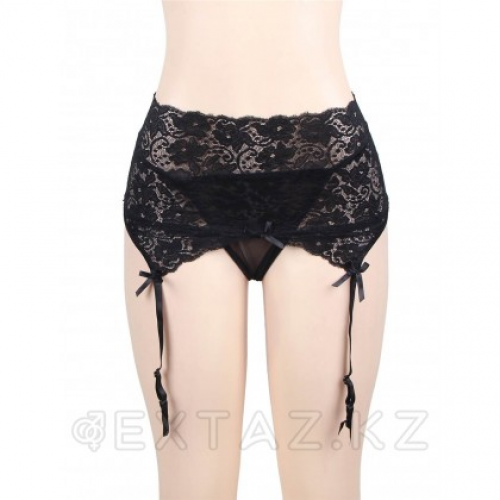 Пояс на высокой посадке с ремешками для чулок Sexy Lace черные (размер XL-2XL)  в Казахстане, интернет-аптека Aurma.kz