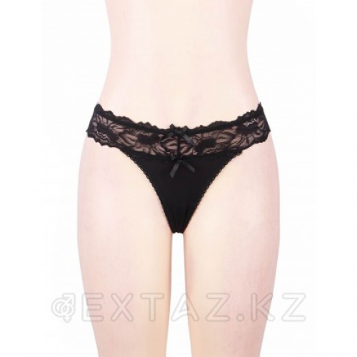 Трусики танга Sexy Floral Lace черные (размер XS-S) в Казахстане, интернет-аптека Aurma.kz