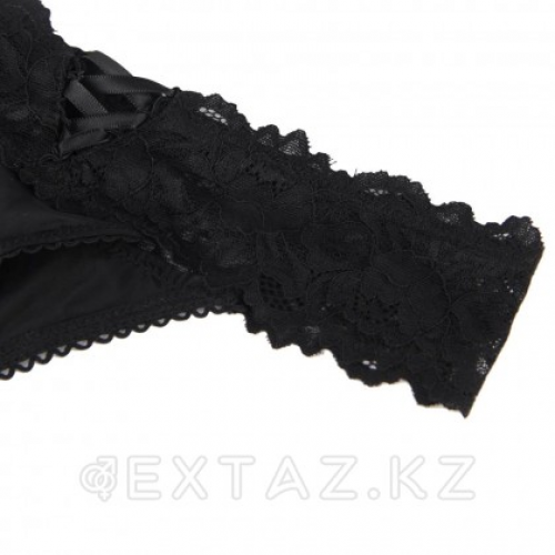 Трусики танга Sexy Floral Lace черные (размер XL-2XL)  в Казахстане, интернет-аптека Рокет Фарм