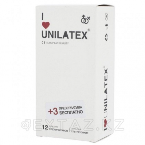 Презервативы Unilatex UltraThin/ультратонкие, 12 шт. + 3 шт. в подарок  в Казахстане, интернет-аптека Рокет Фарм