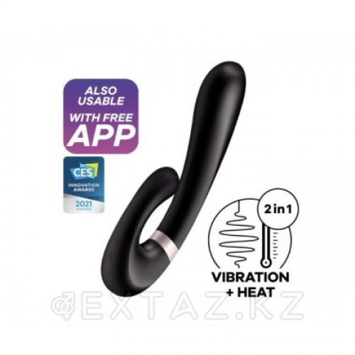 Смарт вибратор кролик с подогревом Satisfyer Heat Wave Connect App черный  в Казахстане, интернет-аптека Aurma.kz