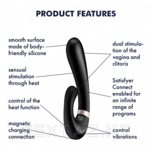 Смарт вибратор кролик с подогревом Satisfyer Heat Wave Connect App черный  в Казахстане, интернет-аптека Aurma.kz