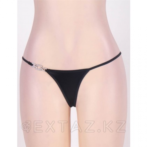 Черные стринги Jeweled (XL)  в Казахстане, интернет-аптека Aurma.kz
