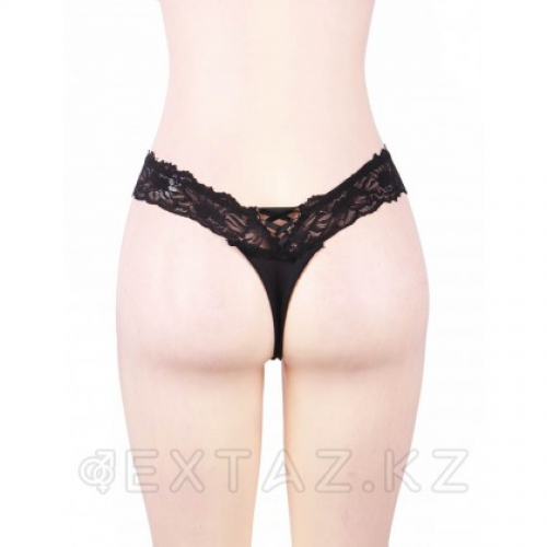 Трусики танга Sexy Floral Lace черные (размер 3XL)  в Казахстане, интернет-аптека Aurma.kz
