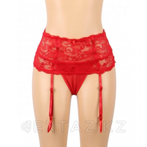 Пояс на высокой посадке с ремешками для чулок Floral Lace красные (XS-S)  в Казахстане, интернет-аптека Aurma.kz