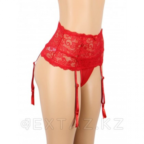Пояс на высокой посадке с ремешками для чулок Floral Lace красные (M-L)  в Казахстане, интернет-аптека Aurma.kz