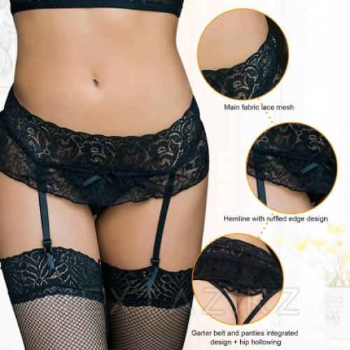 Пояс для чулок кружевной Black Sexy Bow (XS-S) в Казахстане, интернет-аптека Aurma.kz