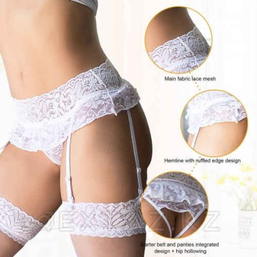 Пояс для чулок кружевной White Sexy Bow (XS-S) в Казахстане, интернет-аптека Aurma.kz