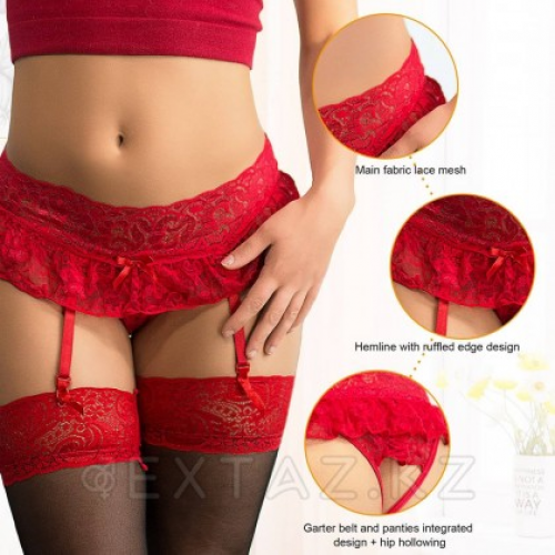 Пояс для чулок кружевной Red Sexy Bow (XS-S) в Казахстане, интернет-аптека Aurma.kz