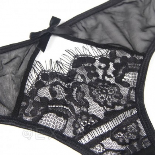 Пояс для чулок с ремешками и трусики черные Flower&bow (XL-2XL) в Казахстане, интернет-аптека Aurma.kz