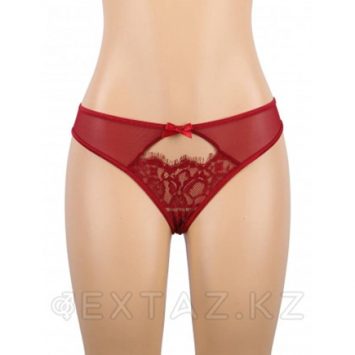 Пояс для чулок с ремешками и трусики красные Flower&bow (XL-2XL)  в Казахстане, интернет-аптека Aurma.kz