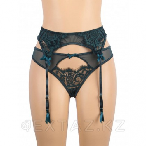 Пояс для чулок с ремешками и трусики зеленые Flower&bow (XL-2XL)  в Казахстане, интернет-аптека Aurma.kz