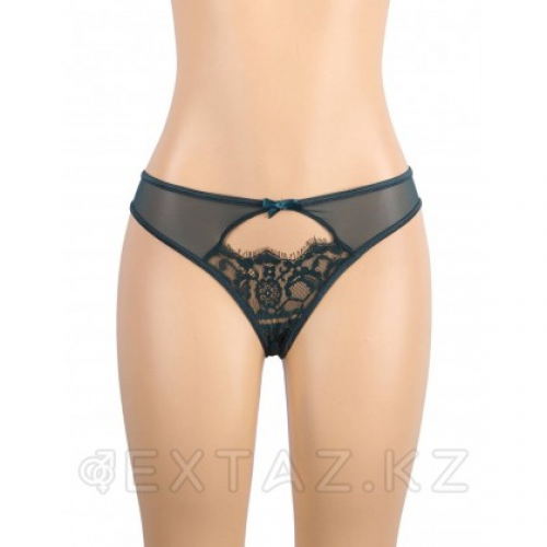 Пояс для чулок с ремешками и трусики зеленые Flower&bow (XL-2XL)  в Казахстане, интернет-аптека Aurma.kz