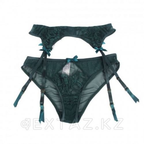 Пояс для чулок с ремешками и трусики зеленые Flower&bow (XL-2XL) в Казахстане, интернет-аптека Aurma.kz