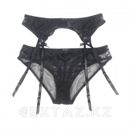 Трусики и пояс для чулок с ремешками черные Sexy Exquisite Lace (XS-S) в Казахстане, интернет-аптека Aurma.kz