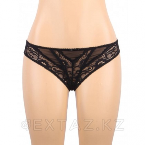 Трусики и пояс для чулок с ремешками черные Sexy Exquisite Lace (M-L)  в Казахстане, интернет-аптека Aurma.kz