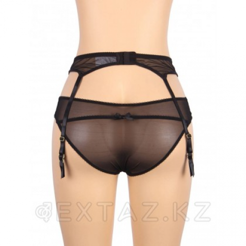Трусики и пояс для чулок с ремешками черные Sexy Exquisite Lace (XL-2XL)  в Казахстане, интернет-аптека Aurma.kz