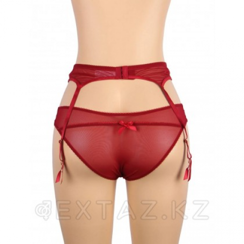 Трусики и пояс для чулок с ремешками красные Sexy Exquisite Lace (XL-2XL)  в Казахстане, интернет-аптека Aurma.kz