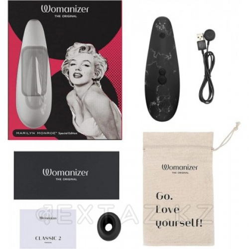 Бесконтактный клиторальный стимулятор Womanizer Marilyn Monroe Black Marble  в Казахстане, интернет-аптека Aurma.kz