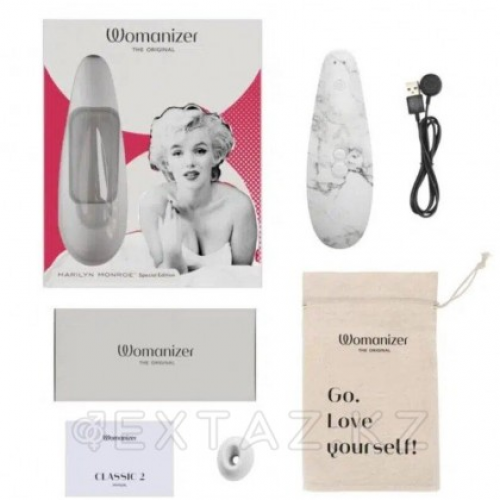 Бесконтактный клиторальный стимулятор Womanizer Marilyn Monroe White Marble  в Казахстане, интернет-аптека Aurma.kz