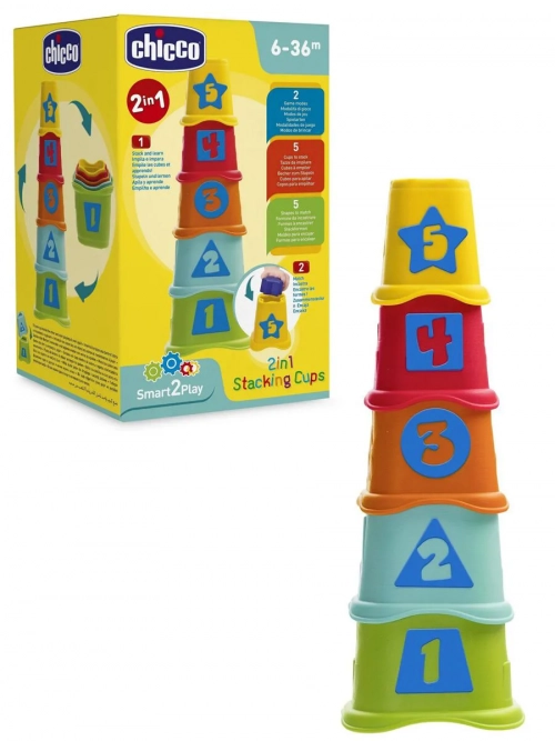 Chicco Развивающая игрушка Пирамидка Stacking Cups 6+ мес Игрушки в Казахстане, интернет-аптека Рокет Фарм