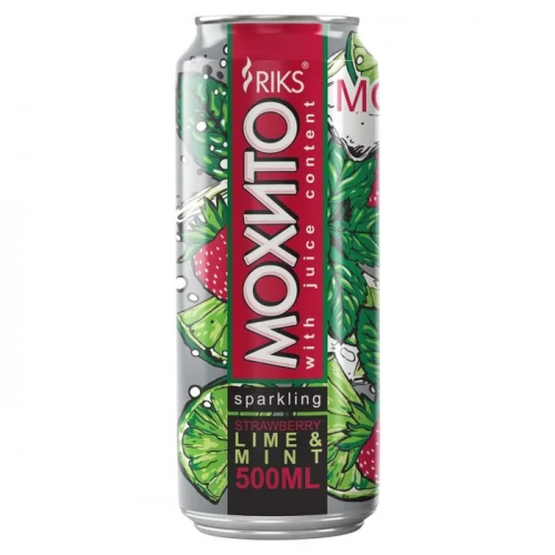 Напиток Мохито Riks Strawberry Lime & Mint ж/б  в Казахстане, интернет-аптека Aurma.kz