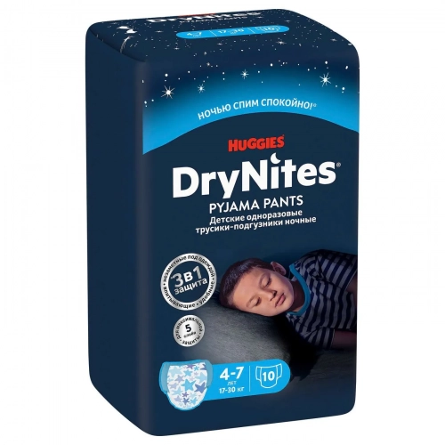 Подгузники-трусики для мальчиков Huggies DryNites 4-7 лет (17-30 кг)  Подгузники в Казахстане, интернет-аптека Aurma.kz