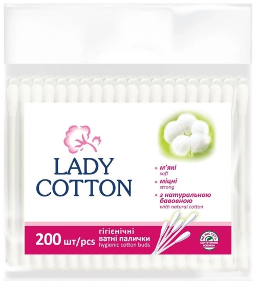 Lady Cotton ватные палочки в полиэтиленовом пакете  в Казахстане, интернет-аптека Aurma.kz