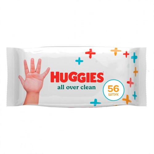 Влажные салфетки детские Huggies Over Clean  в Казахстане, интернет-аптека Aurma.kz