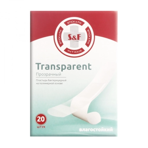 Пластырь S&F Transparent бактерицидный на полимерной основе 19*72 мм (прозрачный)  в Казахстане, интернет-аптека Aurma.kz
