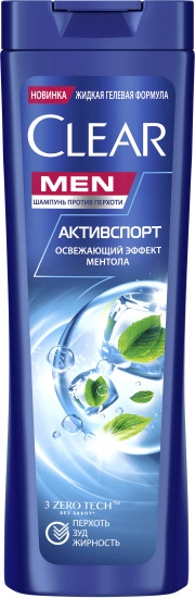 Clear Шампунь мужской активспорт ментол  в Казахстане, интернет-аптека Aurma.kz