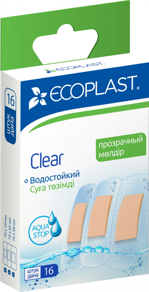 Ecoplast Набор пластырей clear мед полимер 72х19мм 72х25мм №16	  в Казахстане, интернет-аптека Aurma.kz