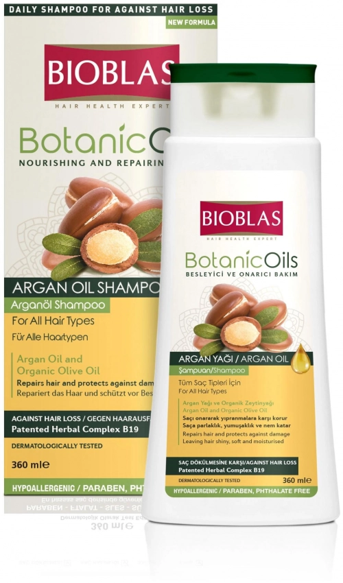 BIOBLAS Шампунь для всех типов волос, п/выпадения с аргановым маслом 360мл в Казахстане, интернет-аптека Aurma.kz