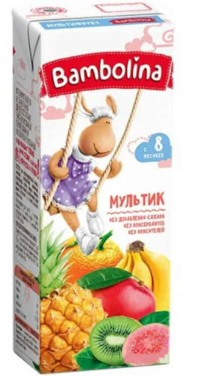 Bambolina Сок мультифруктовый с 8 мес 0,2 л	  в Казахстане, интернет-аптека Aurma.kz