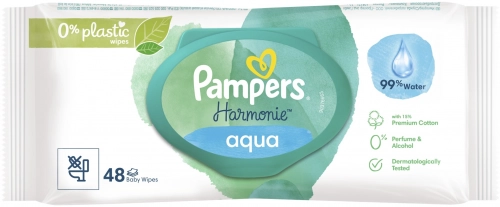 Pampers harmonie aqua салфекти влажные с крышкой  в Казахстане, интернет-аптека Aurma.kz