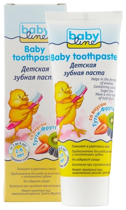 Паста зубная Бейбилаин Babyline детская Тутти-Фрутти 2-6 лет DB013 Паста в Казахстане, интернет-аптека Рокет Фарм